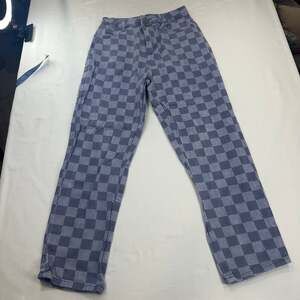 Blue Blush Blue Checkerboard Straight Leg Denim Jeans, Size S, 25-26” Waist